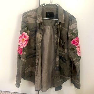 Rails button up camo with patchwork